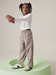 Stone Wide Leg Woven 100% Cotton Trousers (3-16yrs) - Image 1 of 7
