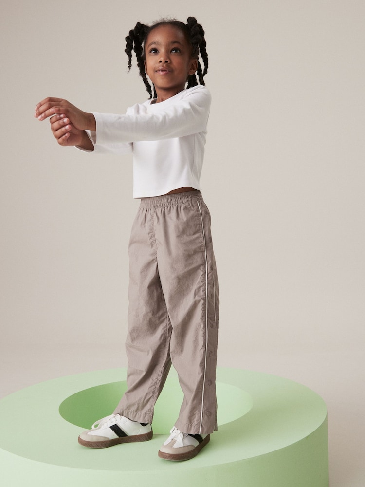 Stone Wide Leg Woven 100% Cotton Trousers (3-16yrs) - Image 1 of 7