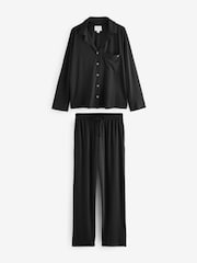 Black Sandwash Button Through Pyjamas - Image 2 of 5