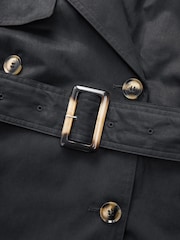 Black Belted Trench Hooded Double Breasted Coat - Image 7 of 7