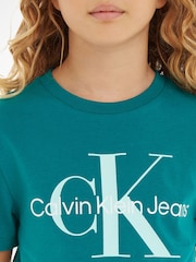 Verde - Tricou Calvin Klein cu monogramă, 100% bumbac - Imaginea 3 din 4