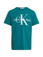 Verde - Tricou Calvin Klein cu monogramă, 100% bumbac - Imaginea 4 din 4