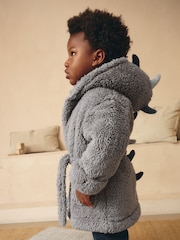 Grey/Blue Dino Spike Fleece Robe (12mths-8yrs) - Image 3 of 3