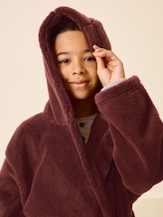 Burgundy Red Fleece Robe (1.5-16yrs) - Image 3 of 7