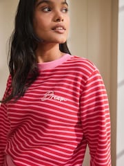 Red/Pink Stripe Waffle Long Sleeve Legging Pyjamas - Image 4 of 9