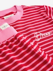 Red/Pink Stripe Waffle Long Sleeve Legging Pyjamas - Image 8 of 9