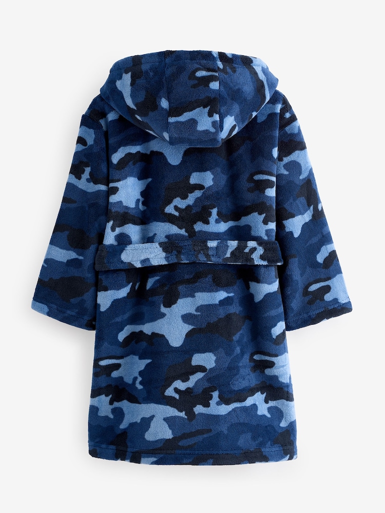 Blue/Navy Camouflage Fleece Robe (3-16yrs) - Image 2 of 3