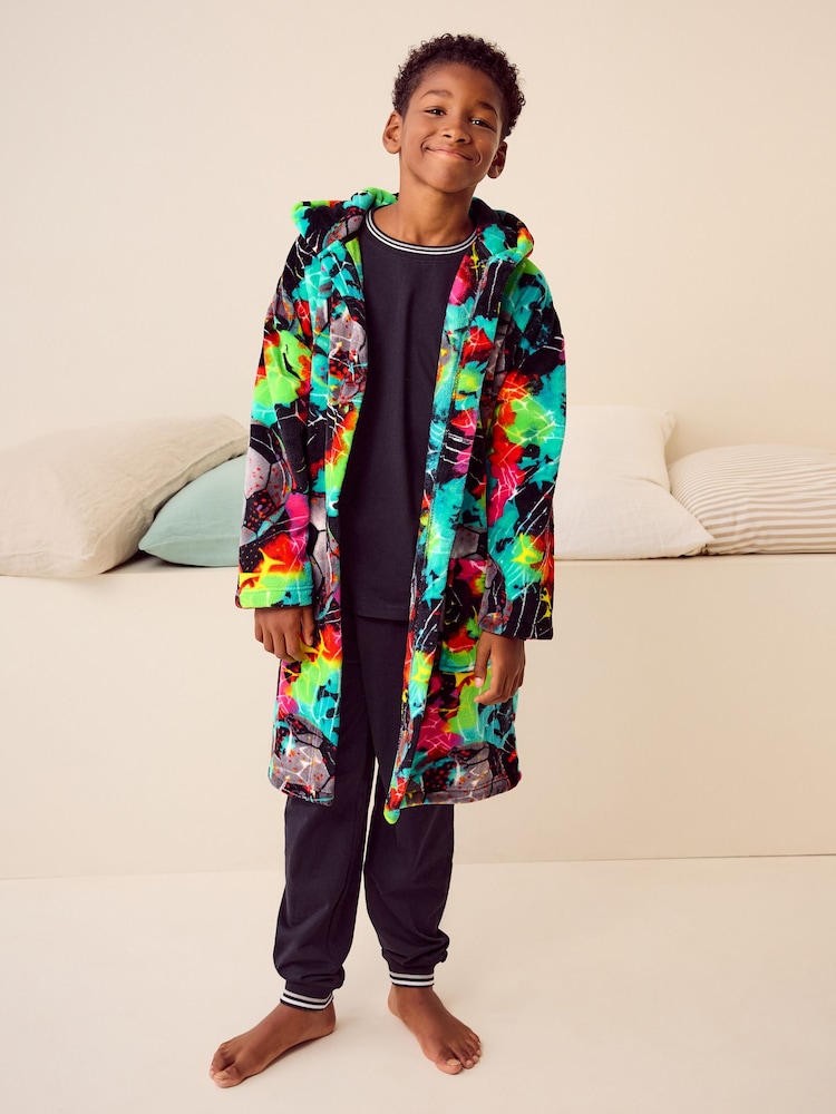 Multi Bright Football Fleece Robe (3-16yrs) - Image 1 of 8