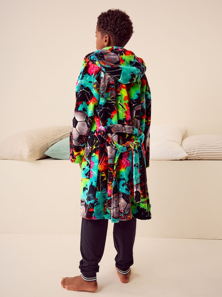 Multi Bright Football Fleece Robe (3-16yrs) - Image 2 of 8