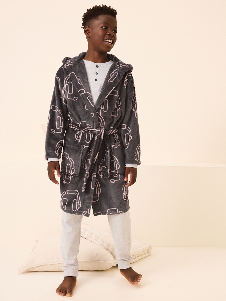 Charcoal Grey Gamer Fleece Robe (3-16yrs) - Image 2 of 7