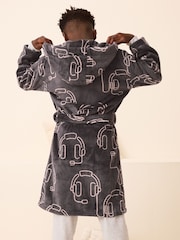 Charcoal Grey Gamer Fleece Robe (3-16yrs) - Image 3 of 7