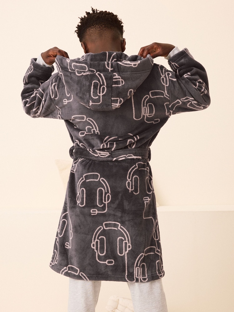 Charcoal Grey Gamer Fleece Robe (3-16yrs) - Image 3 of 7