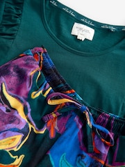 Green Floral Ruched Sleeve 100% Cotton Pyjamas - Image 10 of 10