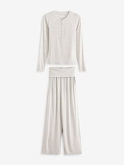 Grey Ribbed Long Sleeve Pyjamas - Image 6 of 9
