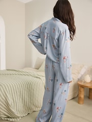 Blue Ditsy Floral Button Through Pyjamas - Image 3 of 8