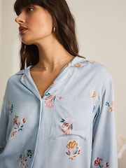 Blue Ditsy Floral Button Through Pyjamas - Image 4 of 8