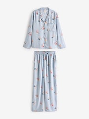 Blue Ditsy Floral Button Through Pyjamas - Image 5 of 8