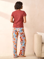 Blue Floral Ruched Sleeve 100% Cotton Pyjamas - Image 2 of 9