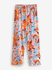 Blue Floral Ruched Sleeve 100% Cotton Pyjamas - Image 7 of 9