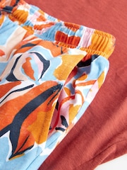 Blue Floral Ruched Sleeve 100% Cotton Pyjamas - Image 9 of 9
