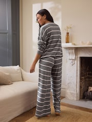Grey/Pink Stripe Supersoft Long Sleeve Pyjamas - Image 3 of 9