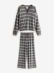 Grey/Pink Stripe Supersoft Long Sleeve Pyjamas - Image 6 of 9