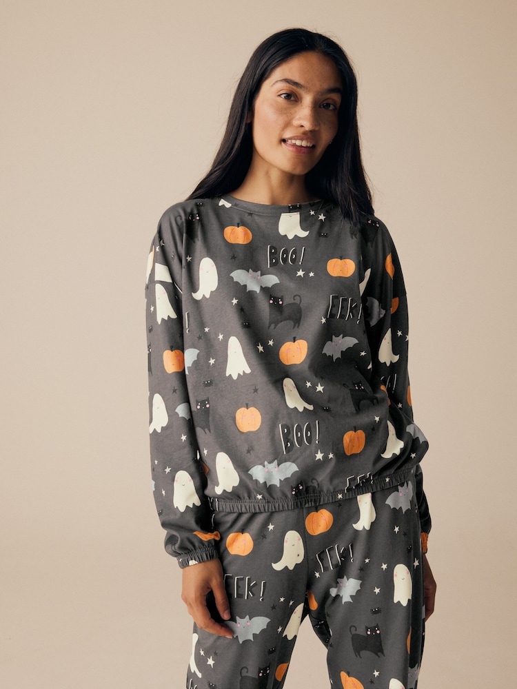 Grey 100% Cotton Glow-In-The-Dark Pyjamas - Image 4 of 11