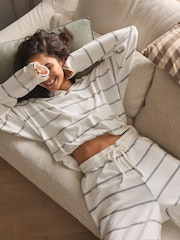 أبيض مقلم - بيجامة ناعمة للغاية بكُم طويل - صورة 2 من 9