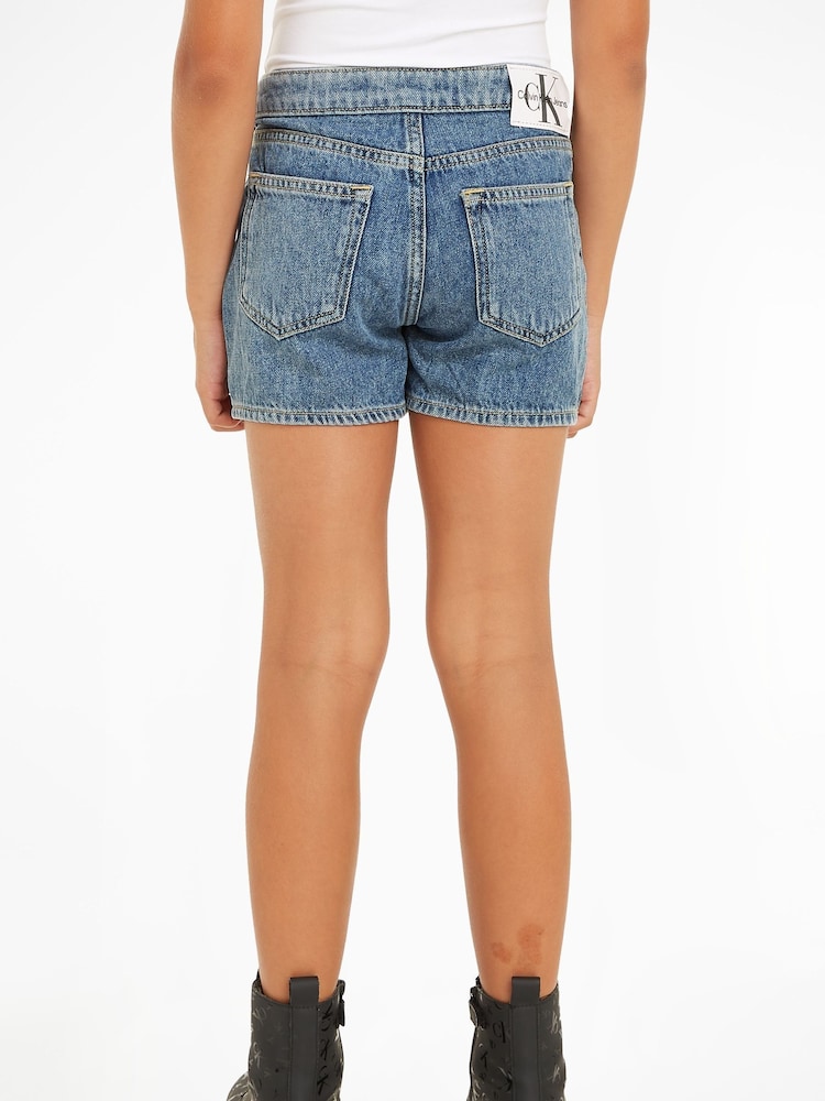 Calvin Klein Blue Marble Denim Skort - Image 2 of 6 Calvin Klein Blue Marble Denim Skort - Image 2 of 6