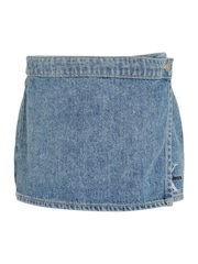 Calvin Klein Blue Marble Denim Skort - Image 4 of 6