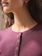 Burgundy Red Ribbed Long Sleeve Pyjamas - Image 6 of 6
