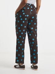 Simply Be Brown Chocolate Spot Linen Wide Leg Trousers - Image 2 of 4