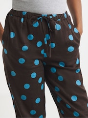 Simply Be Brown Chocolate Spot Linen Wide Leg Trousers - Image 4 of 4