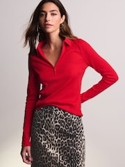 Красный - Лонгслив воротник Zip Top - Image 1 of 7