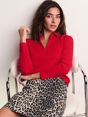 Красный - Лонгслив воротник Zip Top - Image 2 of 7