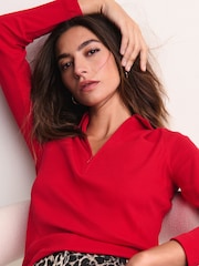Красный - Лонгслив воротник Zip Top - Image 3 of 7