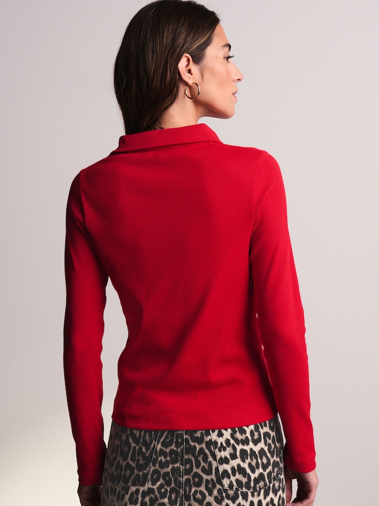 Rouge - Manches longues Col Zip Top - Image 4 of 7