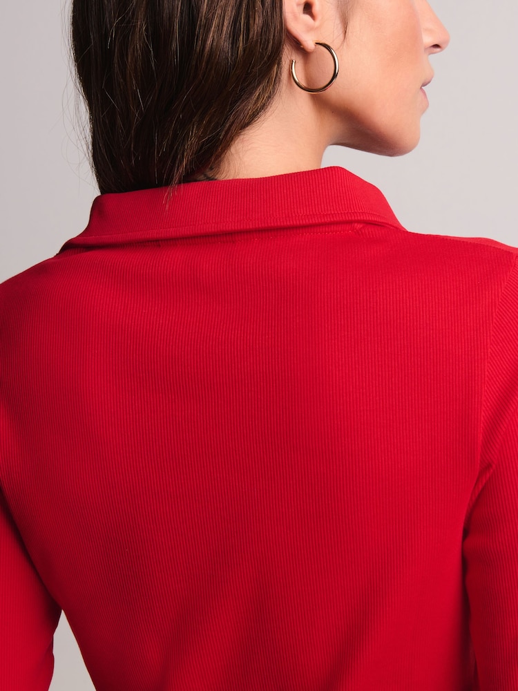 Rouge - Manches longues Col Zip Top - Image 5 of 7