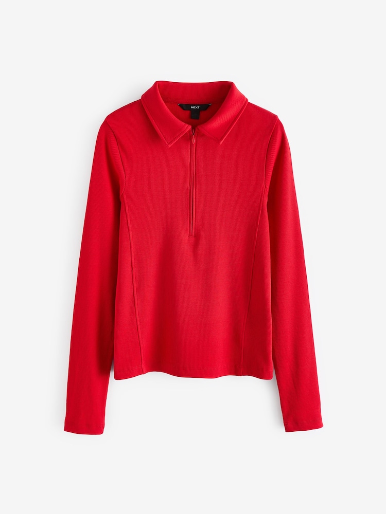 Красный - Лонгслив воротник Zip Top - Image 7 of 7
