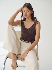 Burgundy Red Scoop Neck Lace Tank - Image 1 of 6
