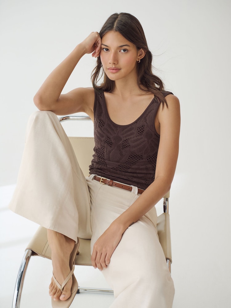 Burgundy Red Scoop Neck Lace Tank - Image 1 of 6