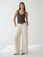 Burgundy Red Scoop Neck Lace Tank - Image 2 of 6