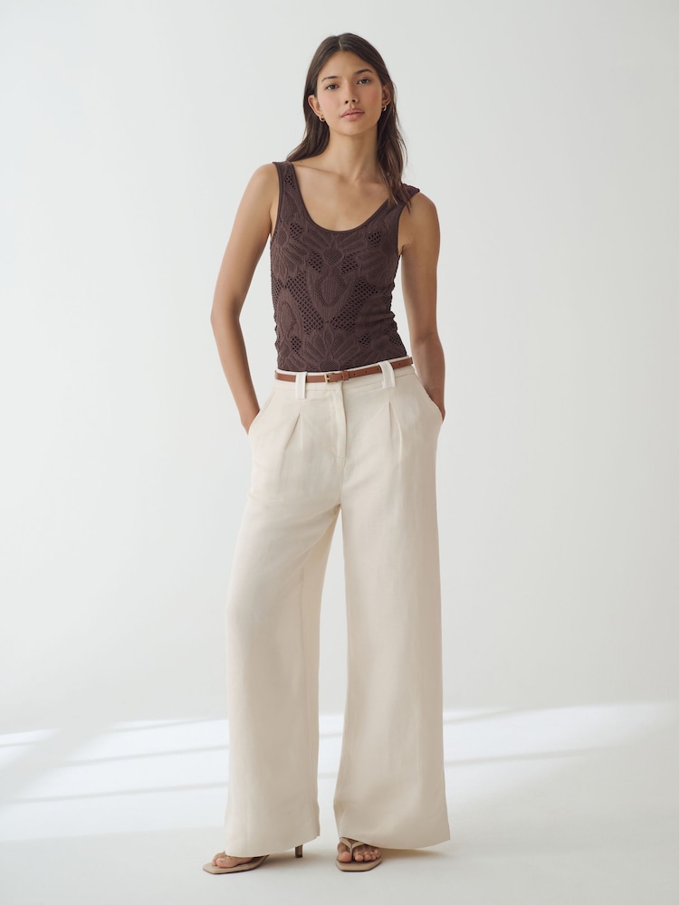 Burgundy Red Scoop Neck Lace Tank - Image 2 of 6