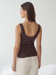 Burgundy Red Scoop Neck Lace Tank - Image 3 of 6