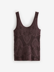 Burgundy Red Scoop Neck Lace Tank - Image 5 of 6