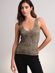 Olive Green Scoop Neck Lace Tank - Image 1 of 6