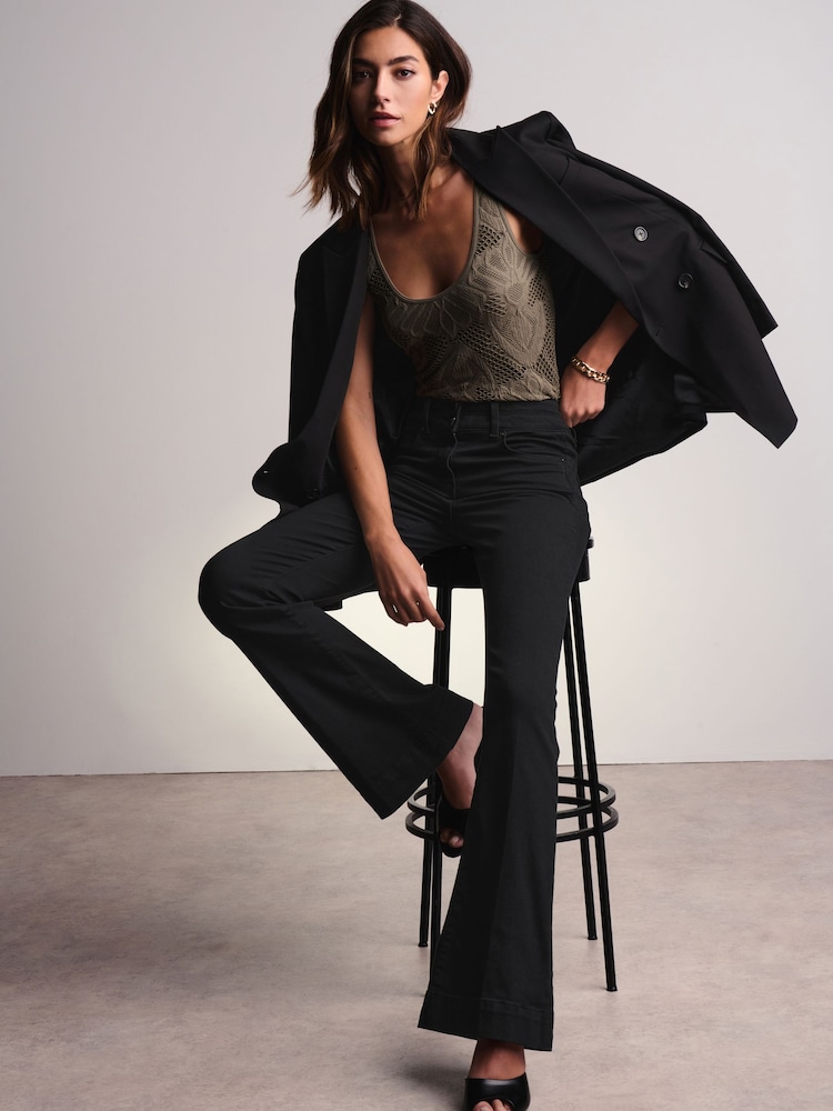 Olive Green Scoop Neck Lace Tank - Image 2 of 6