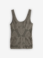 Olive Green Scoop Neck Lace Tank - Image 6 of 6