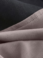 Charcoal Black and Nude Contrast Stripe 100% Cotton Long Sleeve Mini Rugby Shirt Dress - Image 7 of 7