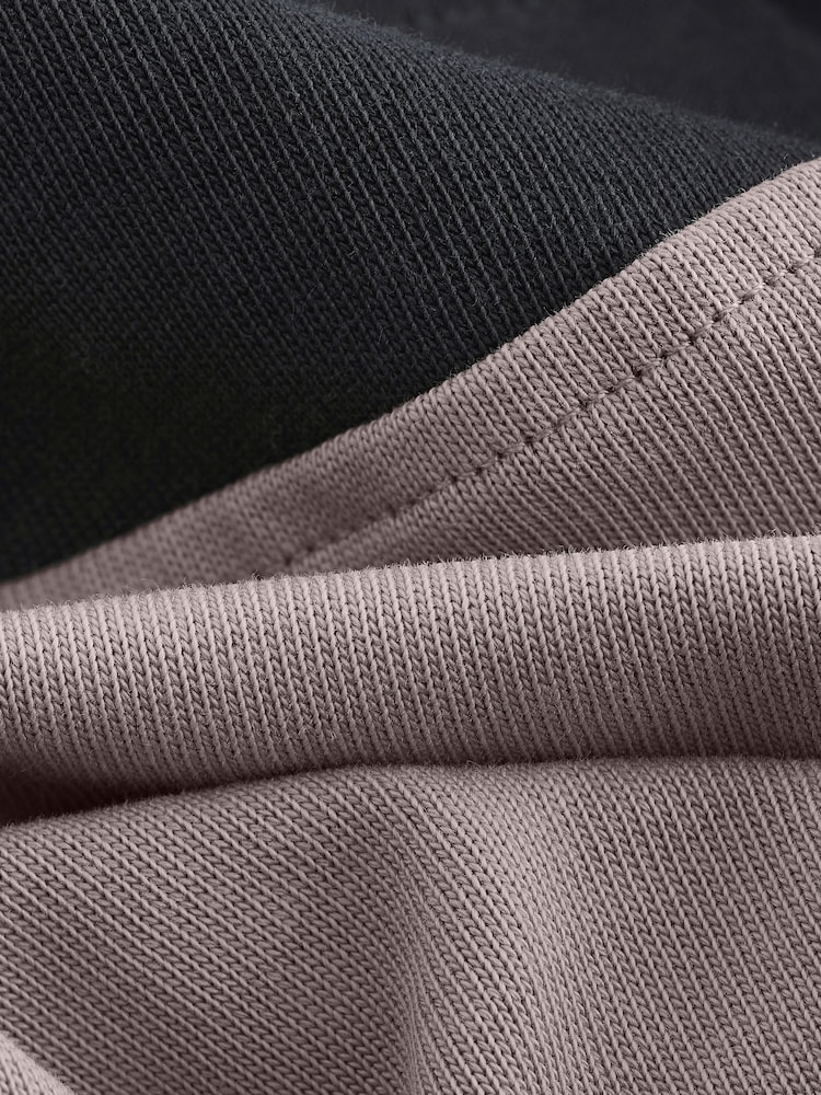 Charcoal Black and Nude Contrast Stripe 100% Cotton Long Sleeve Mini Rugby Shirt Dress - Image 7 of 7